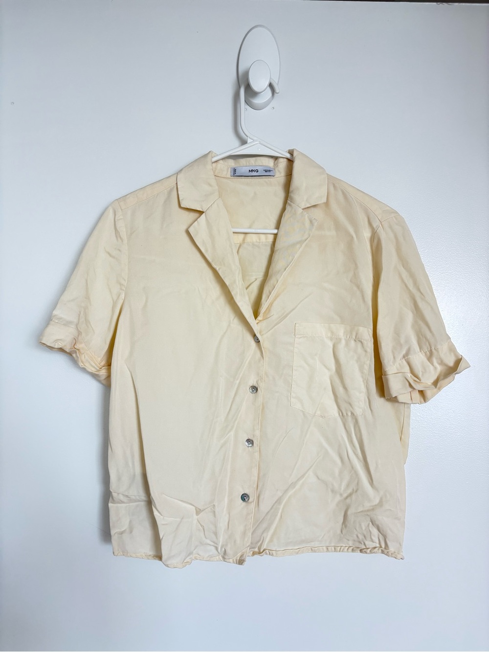 Mango Short-Sleeve Cream Button-Front Shirt